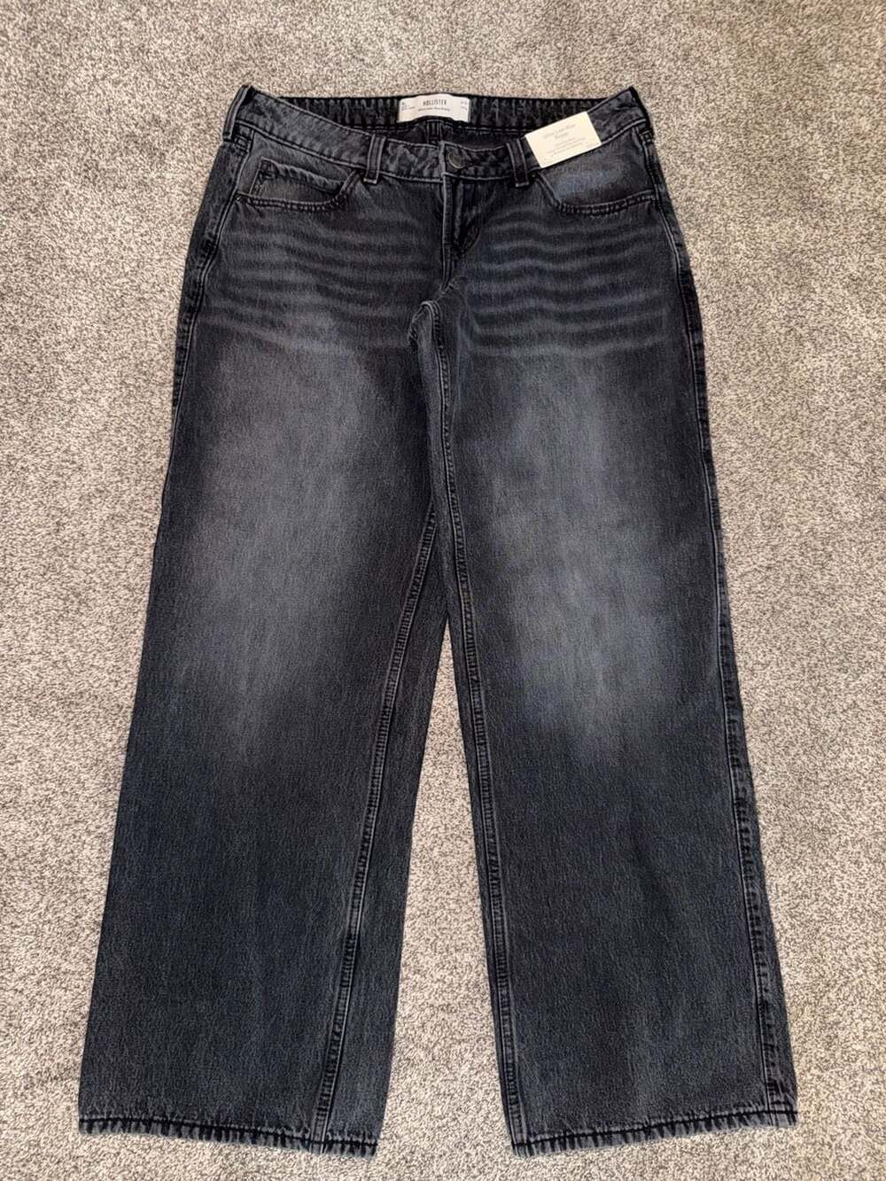 Hollister Ultra Low-Rise Baggy Jeans in Washed Black